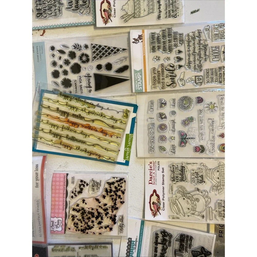 HUGE Mixed Lot of Clear Stamps For Crafting FLOWERS WORDS ETC